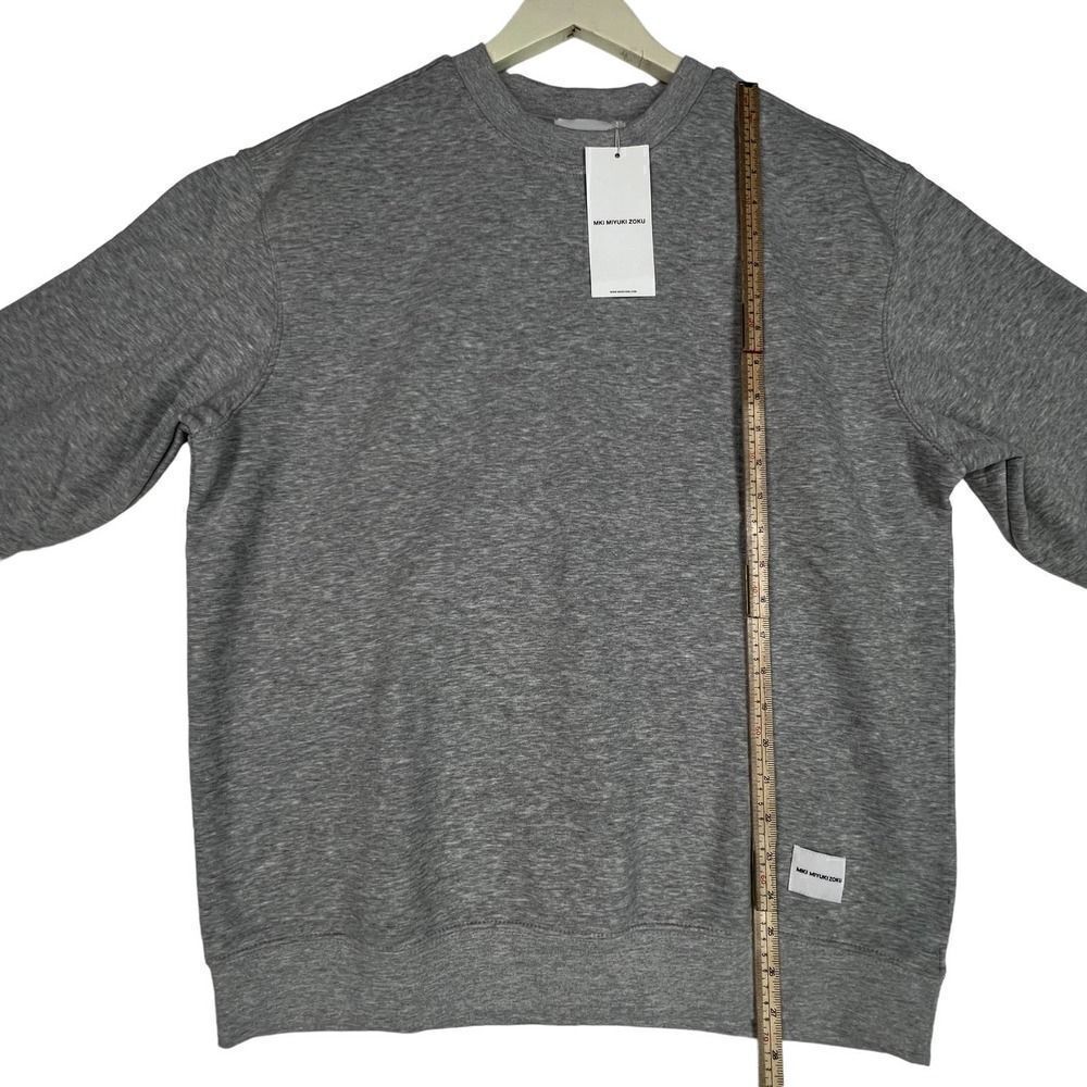 New MKI Miyuki Zoku Pullover Grey Crew Neck Cotton Sweatshirt Fleece Inner US L - Picture 5 of 11